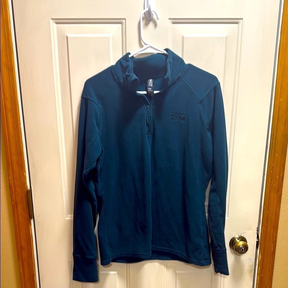 Mountain Hardwear Teal Quarter-Zip Fleece Pullover size L
